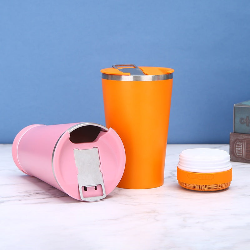 Copo Térmico com Caixa de Som Bluetooth e Luzes de LED Removíveis