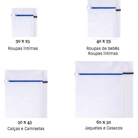 KIT com 4 Sacos Lava Fácil – Proteção Inteligente para Suas Roupas Delicadas!
