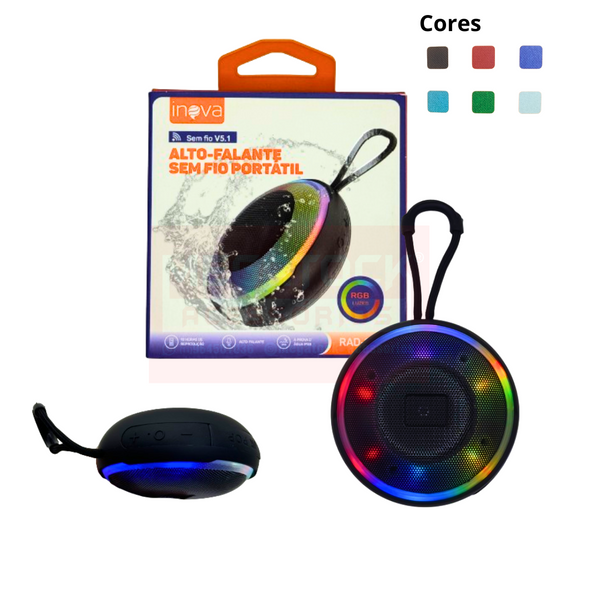 Caixa de Som Portátil Inova RAD-12516 RGB – Compacta, Moderna e Cheia de Estilo