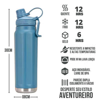 Garrafa Térmica Esportiva Inox 800ml – Água Gelada por até 12h!