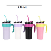 Garrafa Térmica Inox 860ml com Tampa e Canudo – Envio Rápido do Brasil