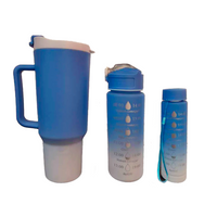 Kit 3 Garrafas/Copos Para Carro - Squeeze com Adesivos