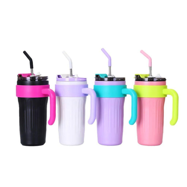 Garrafa Térmica Inox 860ml com Tampa e Canudo – Envio Rápido do Brasil