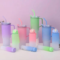 Kit 3 Garrafas com Copo para Carro - 270ml + 700ml + 1200ml