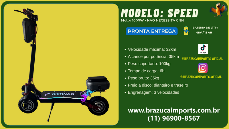 MODELO: SPEED Motor 1000W - NAO NECESSITA CNH