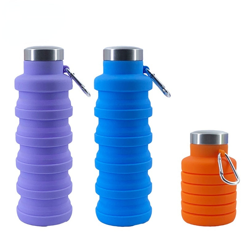 Garrafa Dobrável de Silicone com tampa de inóx