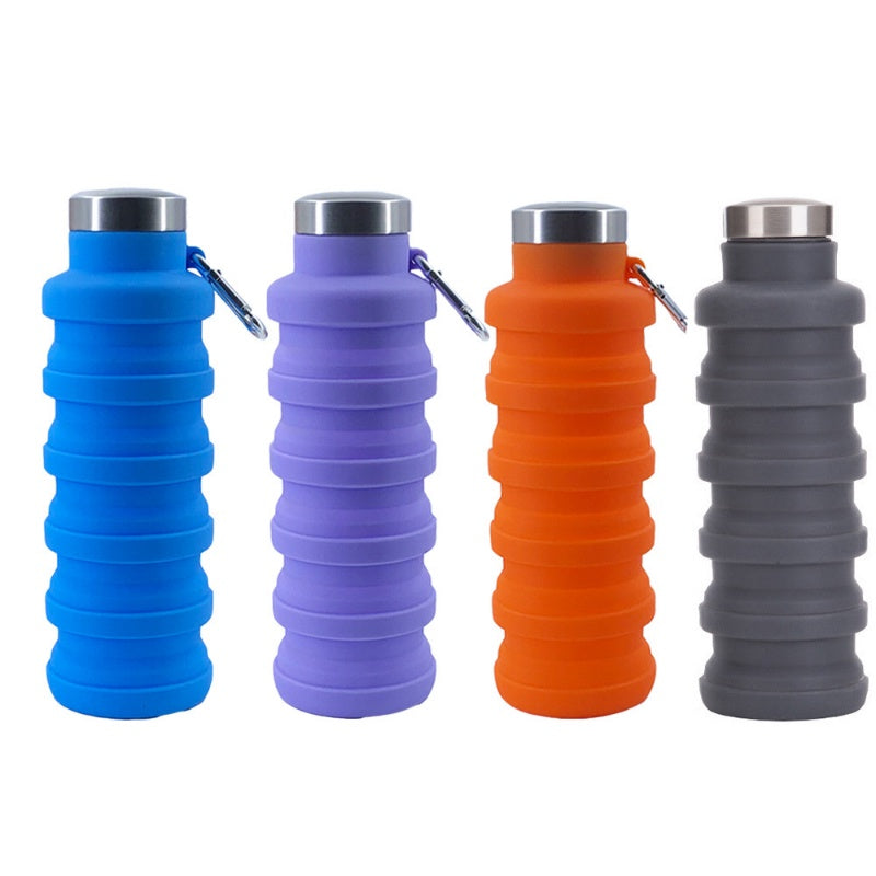 Garrafa Dobrável de Silicone com tampa de inóx