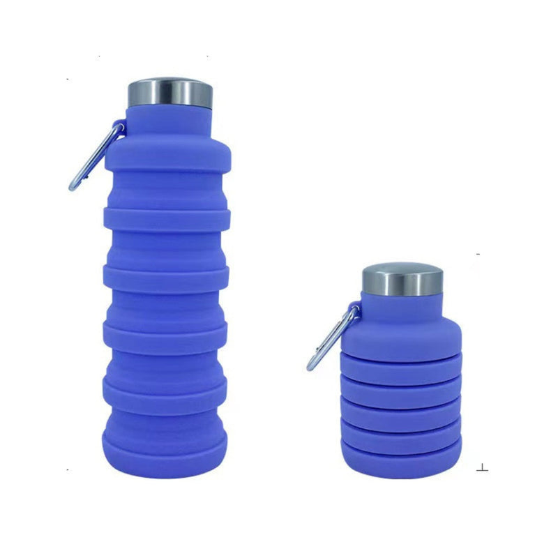 Garrafa Dobrável de Silicone com tampa de inóx