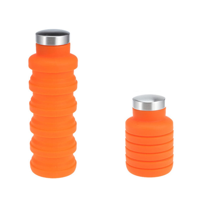 Garrafa Dobrável de Silicone com tampa de inóx