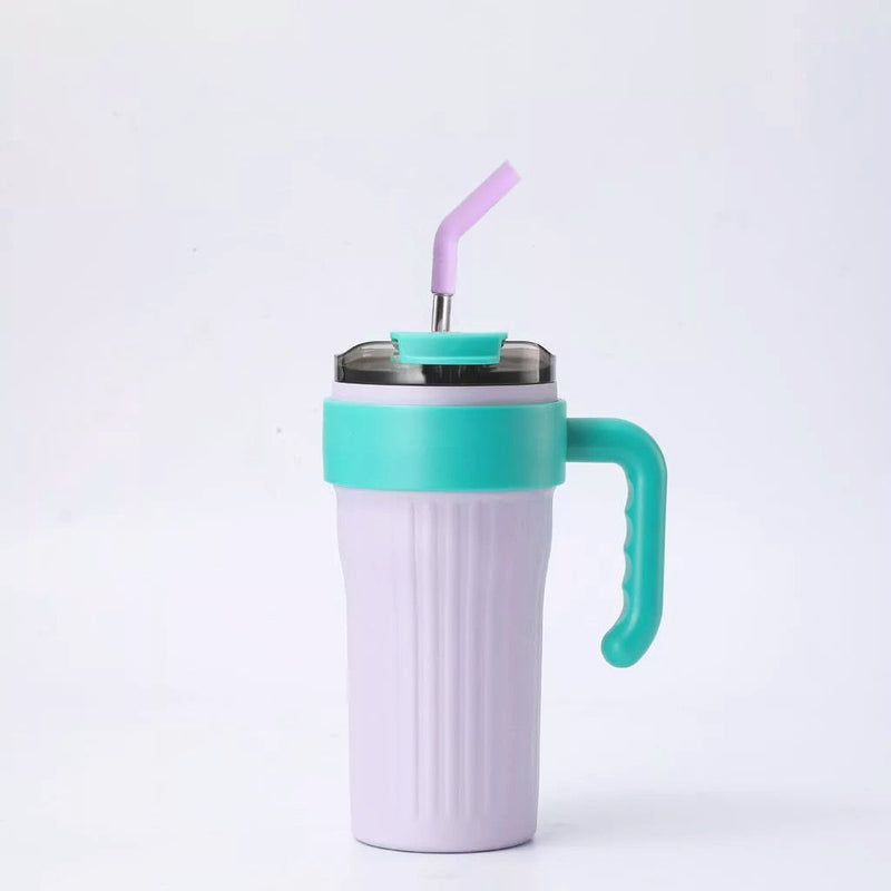 Garrafa Térmica Inox 860ml com Tampa e Canudo – Envio Rápido do Brasil